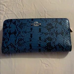 Coach blue and black snakeskin-like wallet